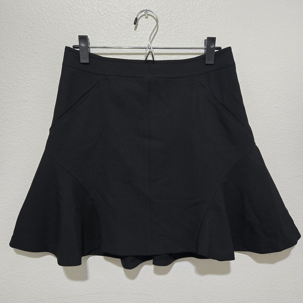 Diane Von Furstenberg Black Flounce Mini Skirt A-Line Size 8